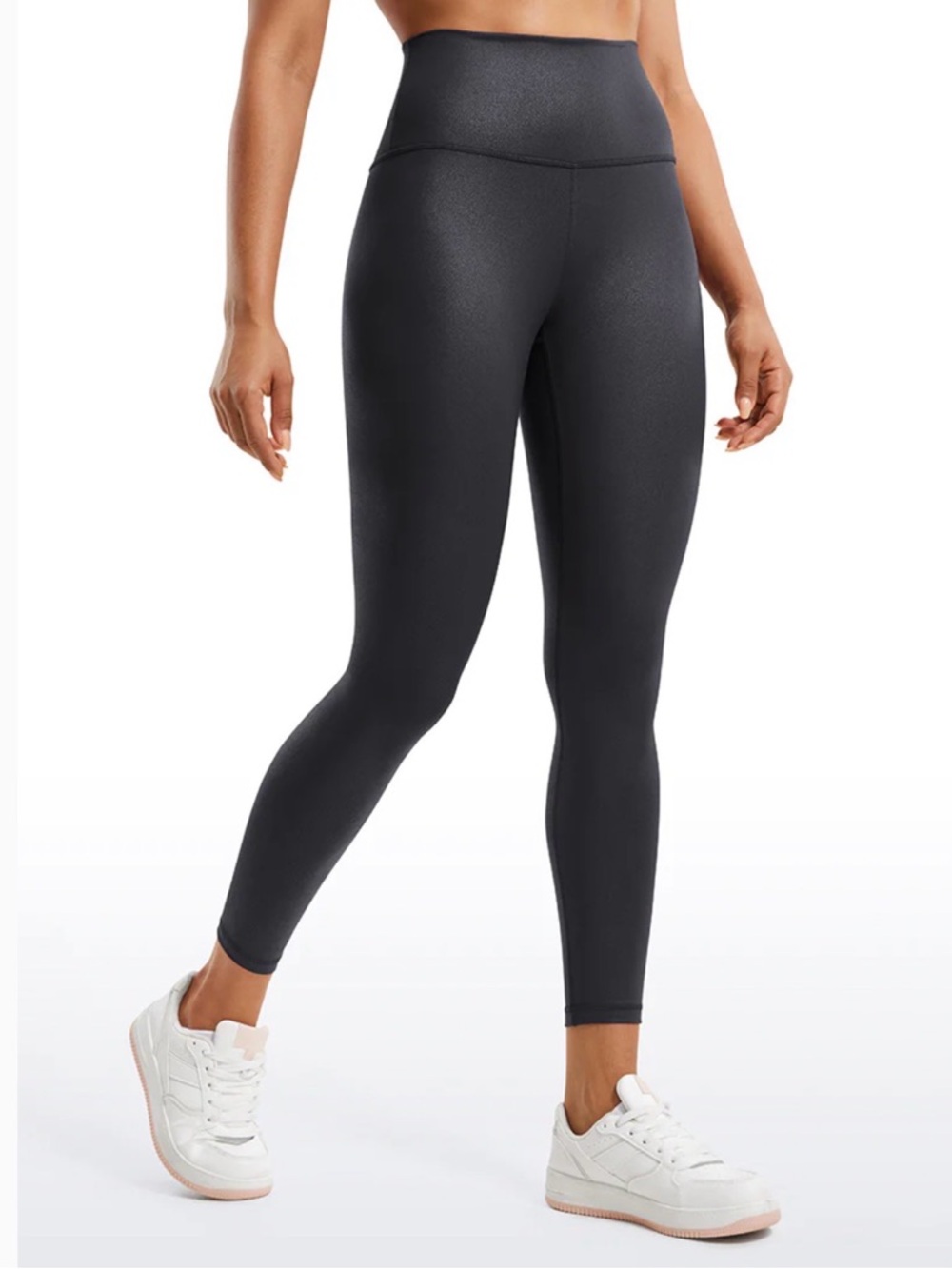 CRZ YOGA High-Waist Butterluxe Black Matte Faux‎ Leather Leggings, XL-25in